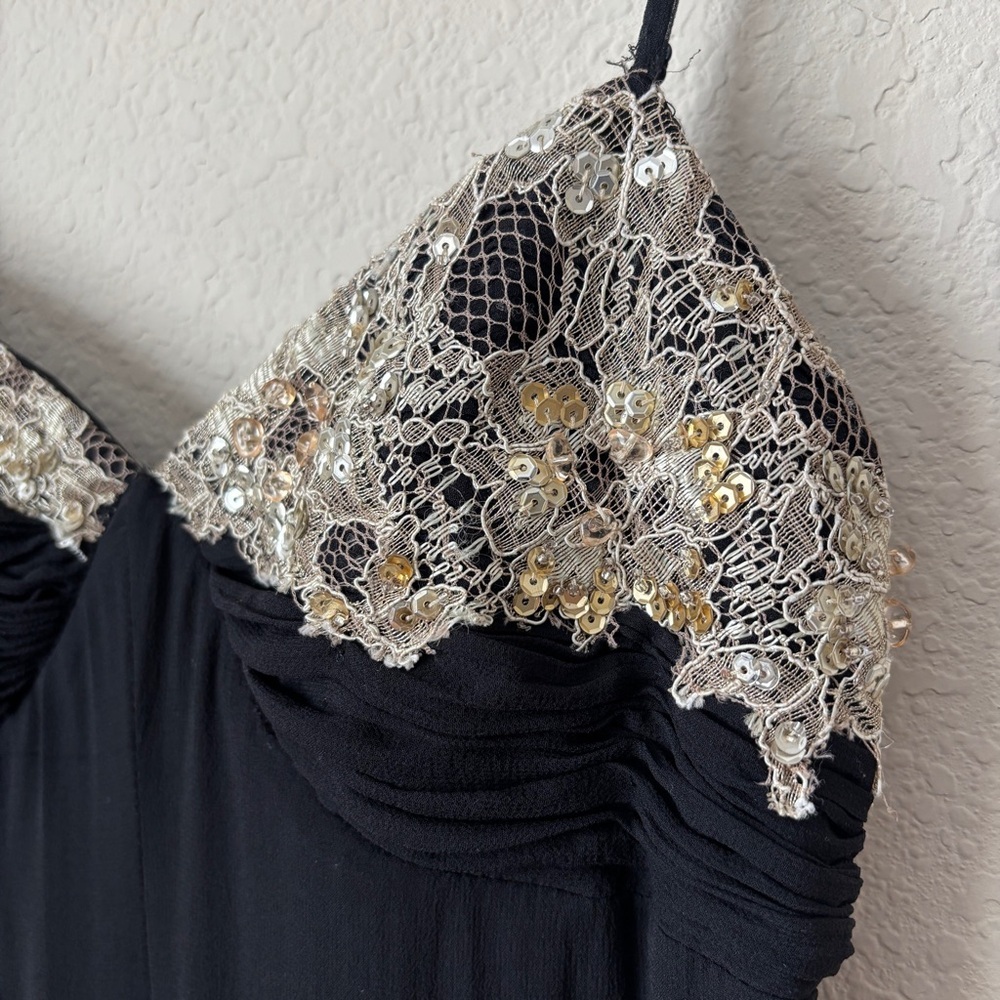 Sue Wong Nocturne Y2K Vintage Silk Beaded Lace Appliqué Formal Evening Dress - Picture 5 of 15